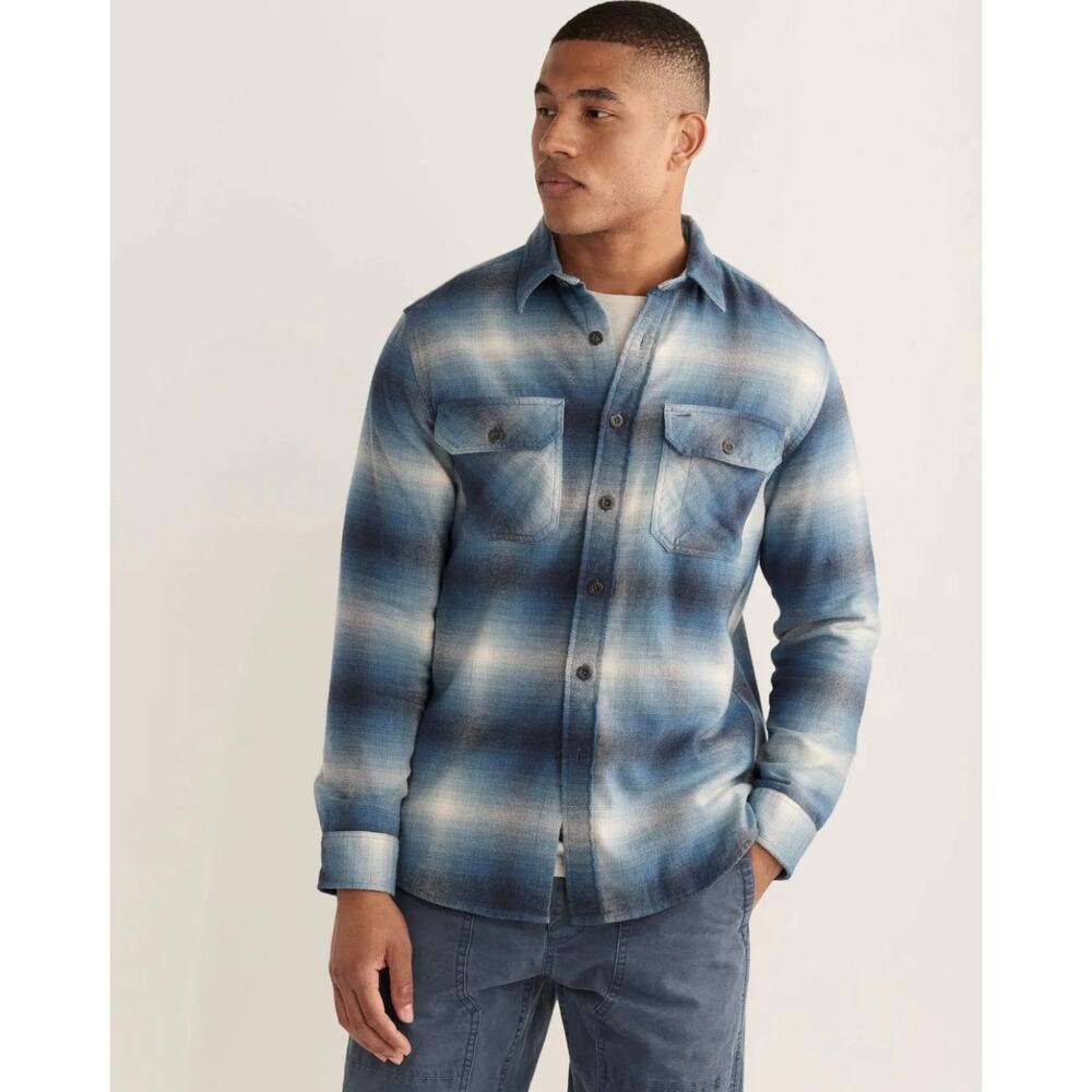 Pendleton Men’s Tall Super Soft Burnside Flannel Shirt Blue Plaid Cotton Medium